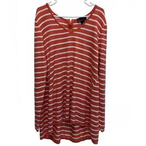 Lane Bryant Orange Striped High Low Top with Back Zipper Plus Size 18/20